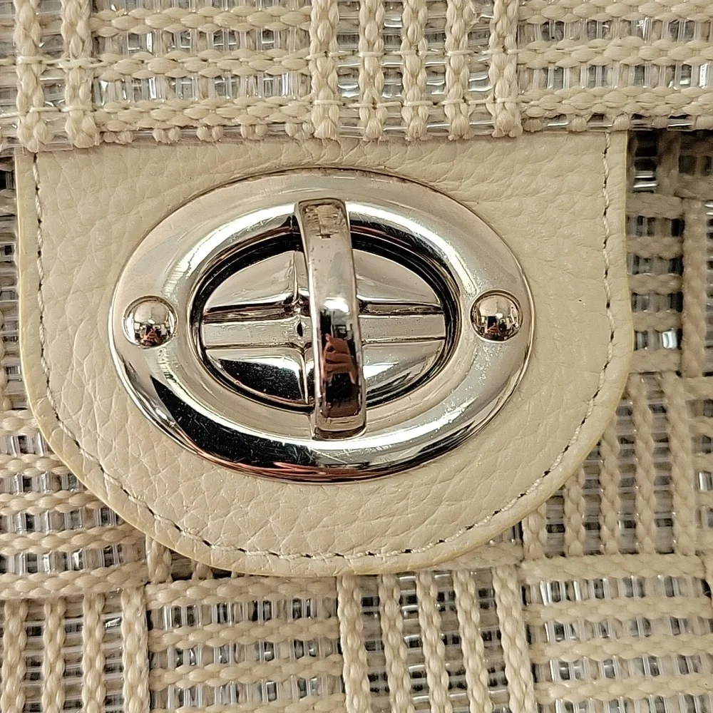 vintage Alma Tonutti tan and silver metallic woven shoulder bag